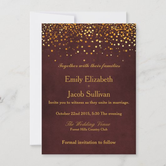Imitate Gold Foil Confetti Elegant Wedding Rett D Save The Date (Vorderseite)