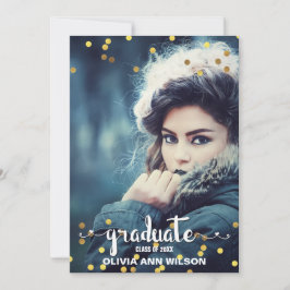 Imitate Gold Foil Confetti Foto Graduation Party Einladung