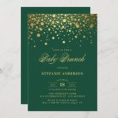 Imitate Gold Foil Confetti Green Baby Brunch Einladung (Vorne/Hinten)