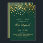 Imitate Gold Foil Confetti Green Bar Mitzvah Einladung<br><div class="desc">Mit dieser eleganten grünen und goldenen Einladung laden Sie Familie und Freunde zur Bar Mitzvah Ihres Sohnes ein. Es zeigt Imitate goldene Konfetti Punkte und Streifen Muster. Personalisieren Sie diese durch Hinzufügen von Namen,  Datum,  Uhrzeit,  Veranstaltungsort und anderen Veranstaltungsdetails. Matching-Elemente sind verfügbar.</div>