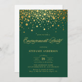 Imitate Gold Foil Confetti Grüne Engagement Partei Einladung (Vorne/Hinten)