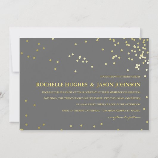 Imitate Gold Foil Confetti Hochzeit Ankündigung (Vorderseite)