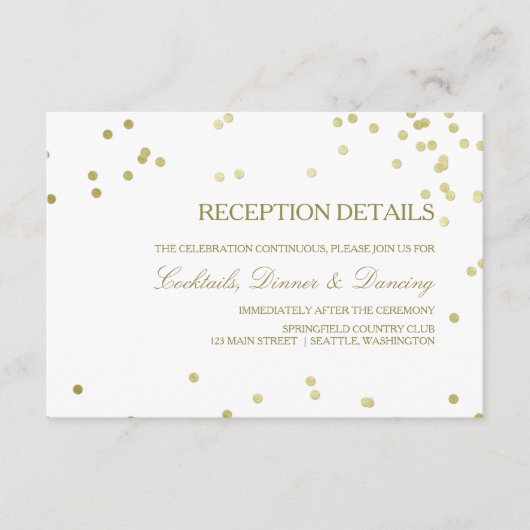 Imitate Gold Foil Confetti Hochzeitsempfehlung Det Begleitkarte (Vorderseite)