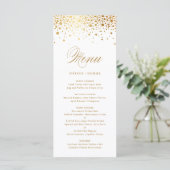 Imitate Gold Foil Confetti Hochzeitsmenü Karte (Stehend Vorderseite)