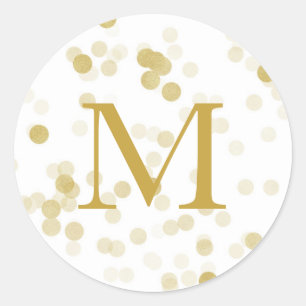 Imitate Gold Foil Confetti Monogram Runder Aufkleber