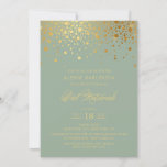 Imitate Gold Foil Confetti Sage Green Bat Mitzvah Einladung<br><div class="desc">Mit dieser eleganten Gold- und Terrakotta-Einladung laden Sie Familie und Freunde zum Bat Mitzvah Ihrer Tochter ein. Es bietet Imitate goldene Konfetti Punkte und ein elegantes Skript. Personalisieren Sie diese durch Hinzufügen von Namen,  Datum,  Uhrzeit,  Veranstaltungsort und anderen Veranstaltungsdetails. Matching-Elemente sind verfügbar.</div>