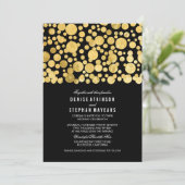 Imitate Gold Foil Confetti Schwarze Hochzeit Einla Einladung (Stehend Vorderseite)