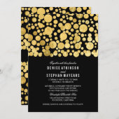 Imitate Gold Foil Confetti Schwarze Hochzeit Einla Einladung (Vorne/Hinten)