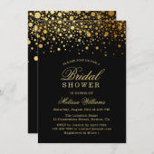 Imitate Gold Foil Confetti | Schwarzes Brautparty Einladung (Vorne/Hinten)