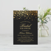 Imitate Gold Foil Confetti | Schwarzes Brautparty Einladung (Stehend Vorderseite)