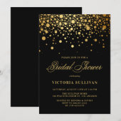 Imitate Gold Foil Confetti Schwarzes Brautparty Einladung (Vorne/Hinten)