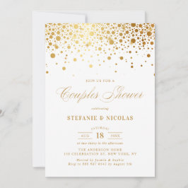 Imitate Gold Foil Confetti Weiße Paare Dusche Einladung