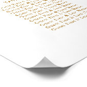 Imitate Gold Foil Confetti Weißer Hochzeitsplan Poster (Ecke)