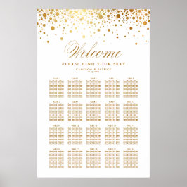 Imitate Gold Foil Confetti Weißer Hochzeitsplan Poster