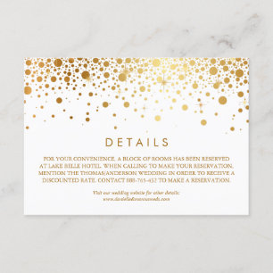 Imitate Gold Foil Confetti White Wedding Details Begleitkarte