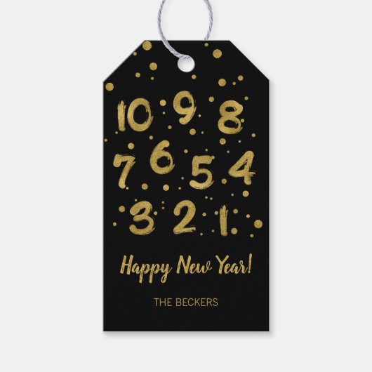 Imitate Gold Foil Countdown Happy New Year Gift Ta Geschenkanhänger (Vorderseite)