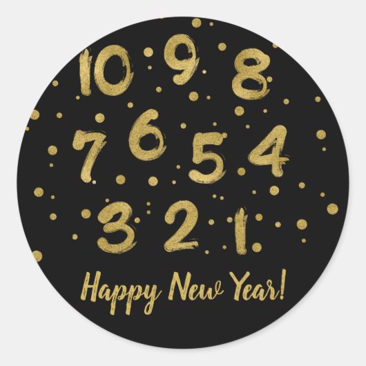 Imitate Gold Foil Countdown Happy New Year Sticker (Vorderseite)