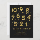 Imitate Gold Foil Countdown Silvester Party Card Einladung (Vorderseite)