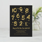 Imitate Gold Foil Countdown Silvester Party Card Einladung (Stehend Vorderseite)