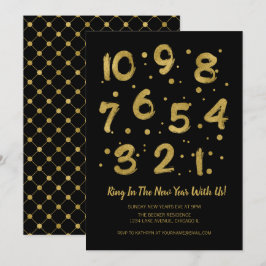 Imitate Gold Foil Countdown Silvester Party Card Einladung
