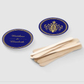 Imitate Gold Foil Damask Royal Blue Wedding Fächer (Non-assembled)