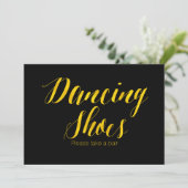 Imitate Gold Foil "Dancing Shoes" Chic Wedding Sig Einladung (Stehend Vorderseite)