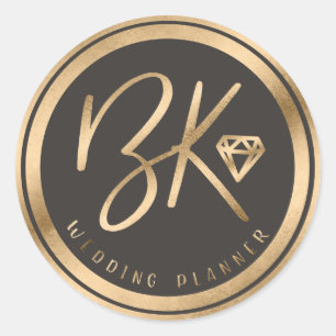 Imitate Gold Foil Diamond & Black Custom Company L Runder Aufkleber