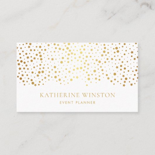 Imitate Gold Foil Dots and Stars Chic Business Car Visitenkarte (Vorderseite)