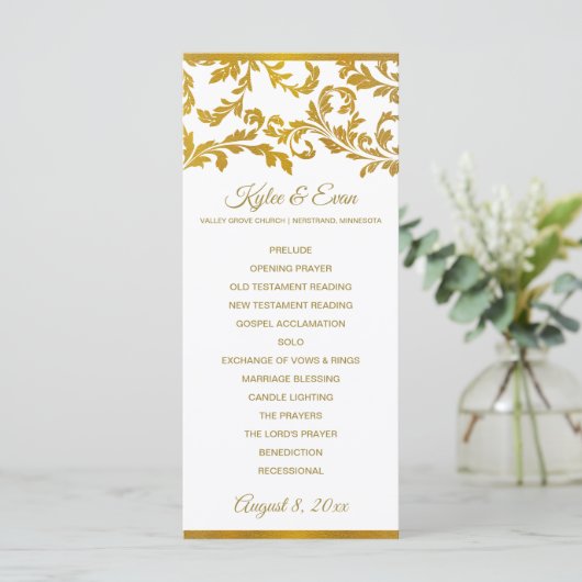 Imitate Gold Foil Elegante Hochzeitsprogramme (gro Programm (Stehend Vorderseite)