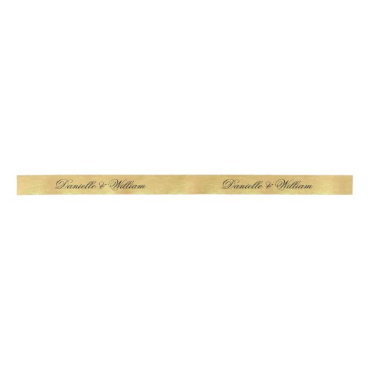Imitate Gold Foil Elegante Schwarze Kalligraphie H Satinband (Vorderseite)