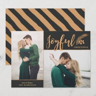 Imitate Gold Foil Elegantes Grün Foto Schwarz Feiertagskarte