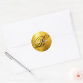 Imitate Gold Foil Extravagant Wedding Monogram Vie Runder Aufkleber (Umschlag)