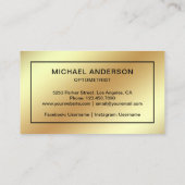 Imitate Gold Foil Eyeglassys Augenarzt Optometrike Visitenkarte (Rückseite)