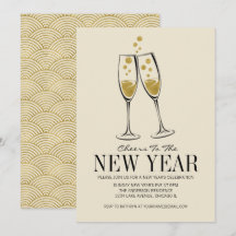 Imitate Gold Foil Feilschen Silvester Party Card