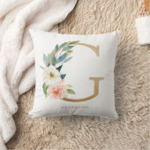 Imitate Gold Foil Floral Letter G Monogramm Kissen (Decke)