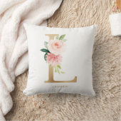 Imitate Gold Foil Floral Letter L Monogramm Kissen (Decke)