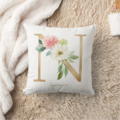 Imitate Gold Foil Floral Letter N Monogramm Kissen (Decke)
