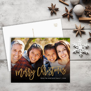 Imitate Gold Foil Frohe Weihnachts-Foto-Overlay Feiertagspostkarte