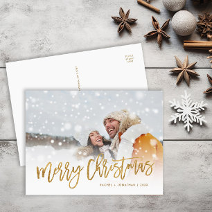 Imitate Gold Foil Frohe Weihnachts Foto Overlay Feiertagspostkarte