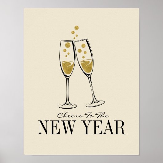 Imitate Gold Foil Frohsinn Neujahrsgedicht Poster (Vorne)