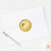 Imitate Gold Foil Glitzer Heart Wedding Envelope Runder Aufkleber (Umschlag)