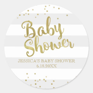 Imitate Gold Foil Gray Stripes Baby Duschvorteil Runder Aufkleber