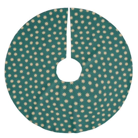 Imitate Gold Foil & Green Aquamarin Stars Muster Polyester Weihnachtsbaumdecke (Vorderseite)