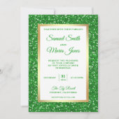 Imitate Gold Foil Green Glitzer Einladung Hochzeit (Vorderseite)
