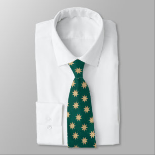Imitate Gold Foil & Green Stars Muster Krawatte