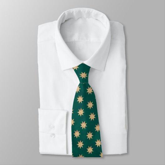 Imitate Gold Foil & Green Stars Muster Krawatte (Gebunden)