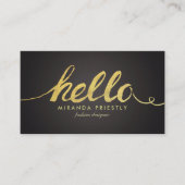 Imitate Gold Foil Hello Typografy Classic Black Visitenkarte (Vorderseite)