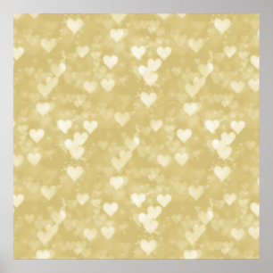 Imitate Gold Foil Herz Background Herzen Bokeh Poster