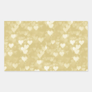 Imitate Gold Foil Herz Background Herzen Bokeh Rechteckiger Aufkleber