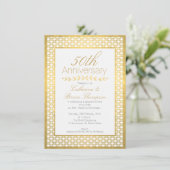 Imitate Gold Foil Hochzeit 50 Jahre Einladung (Stehend Vorderseite)